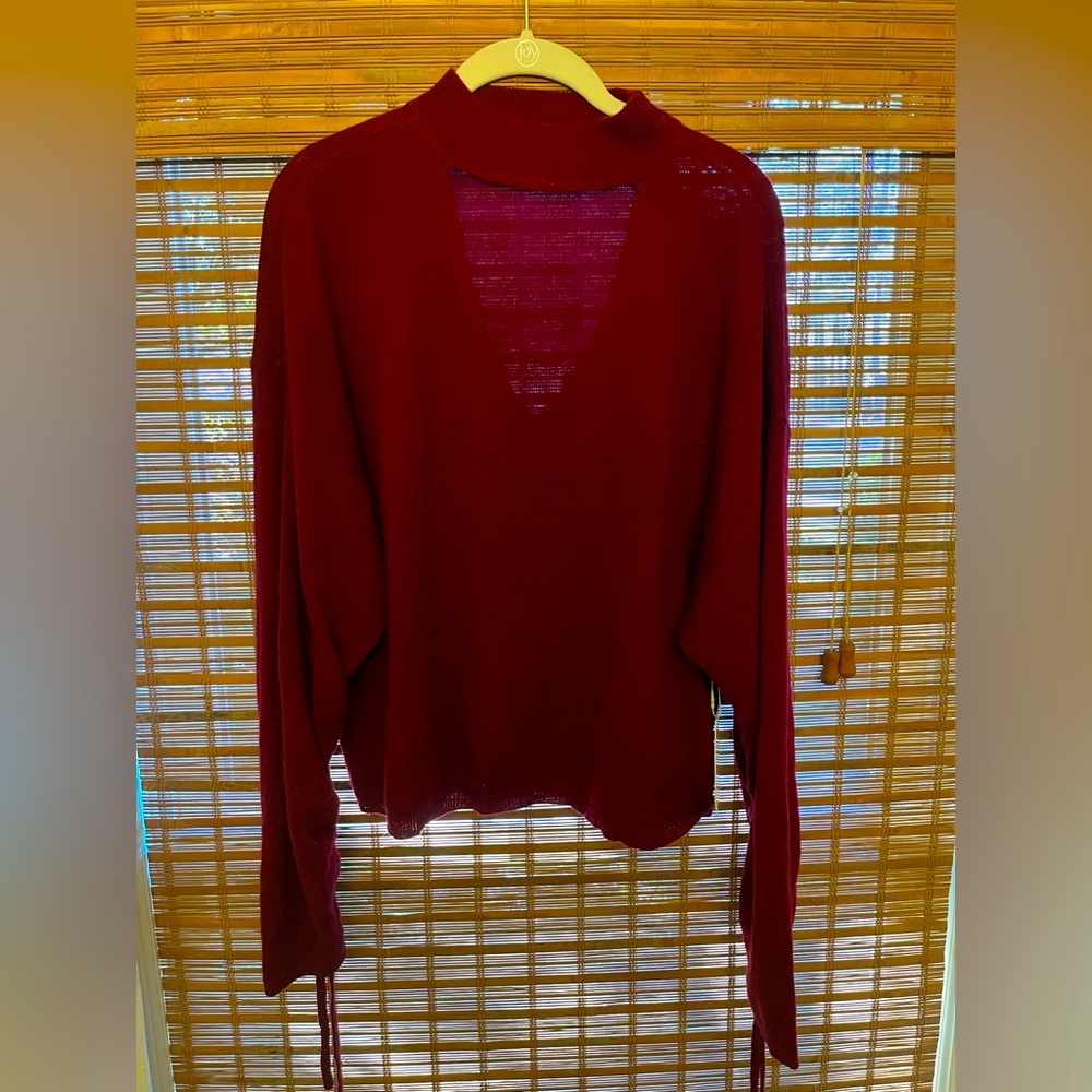 NWT Ramy Brook | Merino Wool Cashmere Kaleb Ruched Sleeve Keyole Sweater medium